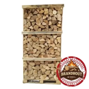 Gedroogd beuken haardhout 2m3 palletbox FSC brandhout 25cm blokken gestapeld in kratten voor groothandel levering Europa