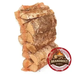 gedroogd beukenhout netzakken 24L 40L FSC haardhout lage vochtigheid 10-15 procent levering Nederland België top beukenhout zakken